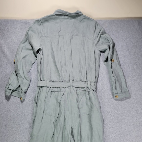 Soft Surroundings Jumpsuit Womens 12 Green Linen Kerry Coastal Resort Cruise - Picture 14 of 16